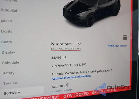 2022 Tesla Model Y Performance Dual Motor All-Wheel Drive z USA, uszkodzony, nr VIN 7SAYGDEF9NF522883